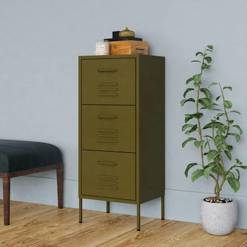 VIDAXL Vidaxl Ντουλάπι Αποθήκευσης Πράσινο Λαδί 42,5x35x101,5 Εκ. Από Ατσάλι