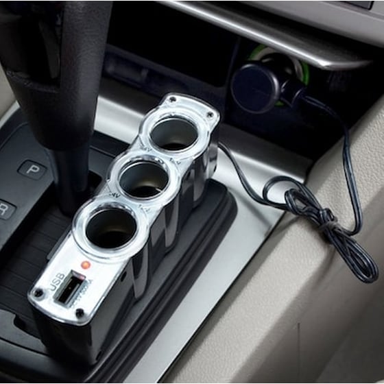 4 Σε 1 Πολύπριζο Αναπτήρας Αυτοκινήτου 1x Usb + 3x Triple Soc image 1