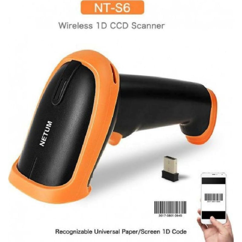 NETUM NETUM NT-S6 CCD Scanner Χειρός Ασύρματο Ανάγνωση 1D Barcodes Μαύρο