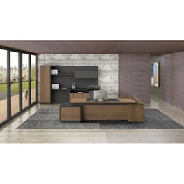 Γραφείο Γωνιακό Proline 220x200cm Σκούρο Καρυδί Μαύρο C55986