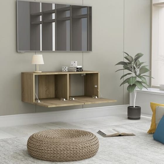 Έπιπλο Τηλεόρασης Vidaxl Μοριοσανίδα  Δρυς 80x30x30 cm - Sonoma image 3