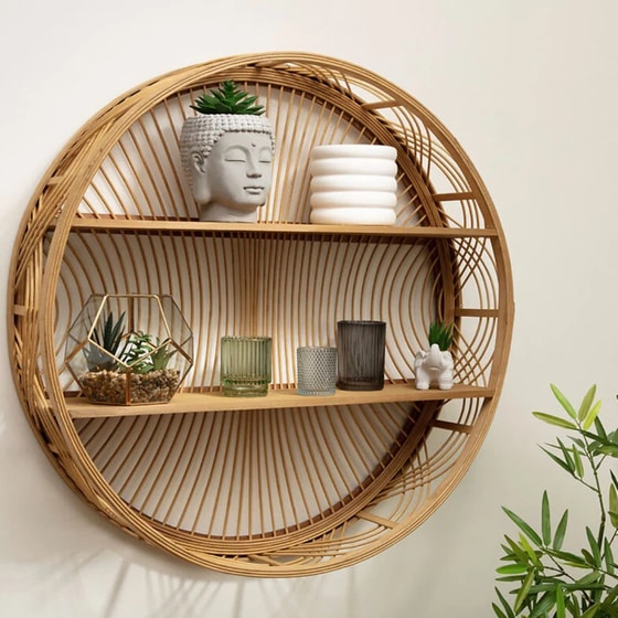 Ραφιέρα Atmosphera από Μπαμπού 70x15cm - Μπεζ image 1