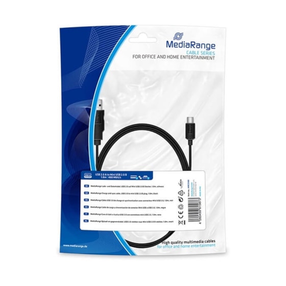 Καλώδιο MediaRange USB-A Male σε mini USB-B Male - 1.5m image 1