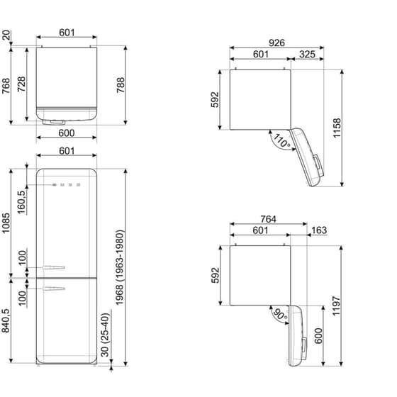 SMEG FAB32RPG6 332 Lt Total No Frost Πράσινο Ψυγειοκαταψύκτης image 11