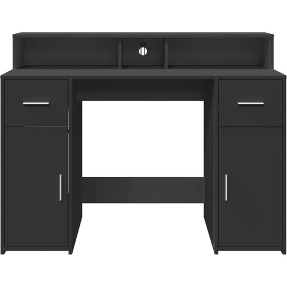 Γραφείο VidaXL με LED από Επεξεργασμένο Ξύλο 120x55x91 cm - Μαύρο image 4