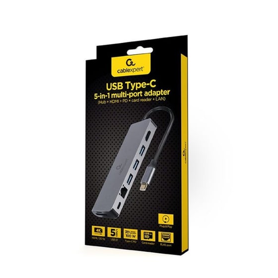 Cablexpert A-CM-COMBO5-05 USB Hub 5 σε 1 USB-C - Ασημί image 4