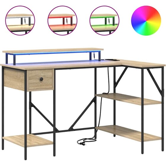 Γραφείο VidaXL από Επεξεργασμένο Ξύλο 120x79x86,5 cm - Sonoma Δρυς image 3