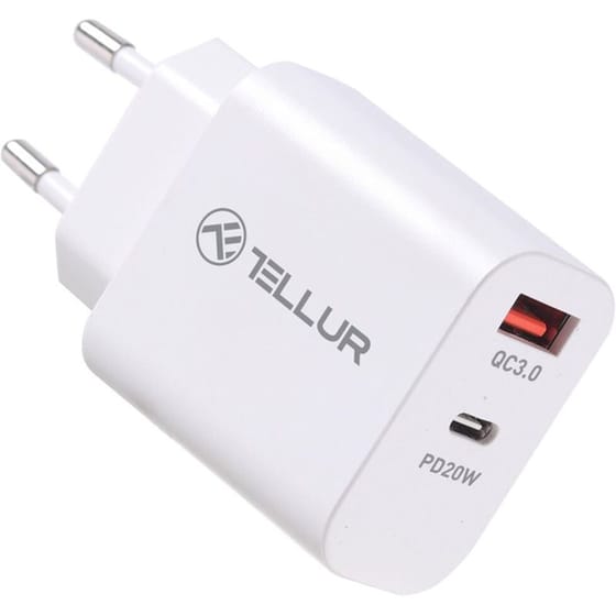 Φορτιστής Πρίζας Tellur PDHC101 USB-C Power Adapter Δύο Θυρών 38W - White image 2