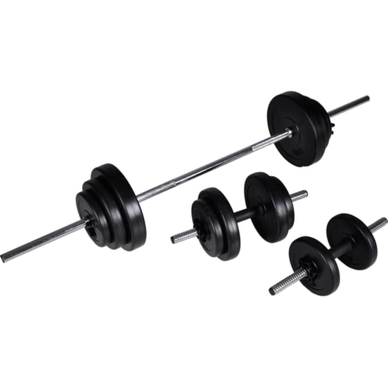 Σετ Ίσια Μπάρα Φ25mm 2kg VidaXL 90377 140 cm με 12 Δίσκους Βαρών 27.5kg, 2 Αλτήρες και 6 Κολάρα image 2