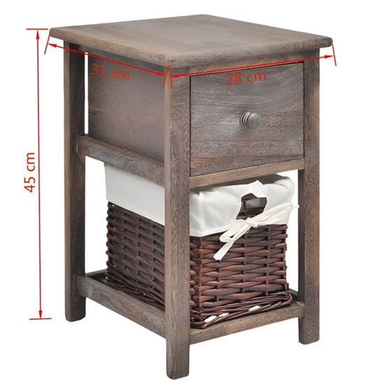 Κομοδίνο Vidaxl Από Ξύλο Παυλώνιας 2τμχ 28x31x45 cm - Καφέ image 6