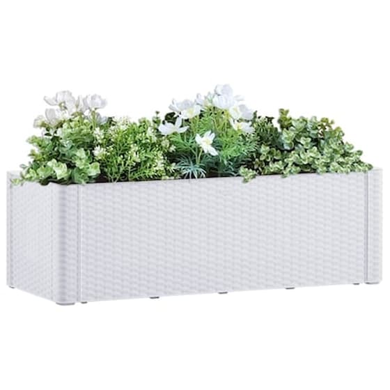 Vidaxl Ζαρντινιέρα Κήπου Λευκή 100x43x33 Εκ. Με Αυτόματο Πότισμα image 0