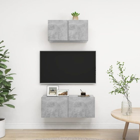 Έπιπλα Τηλεόρασης VidaXL Μοριοσανίδα 2 Τμχ 80x30x30cm - Γκρι image 2