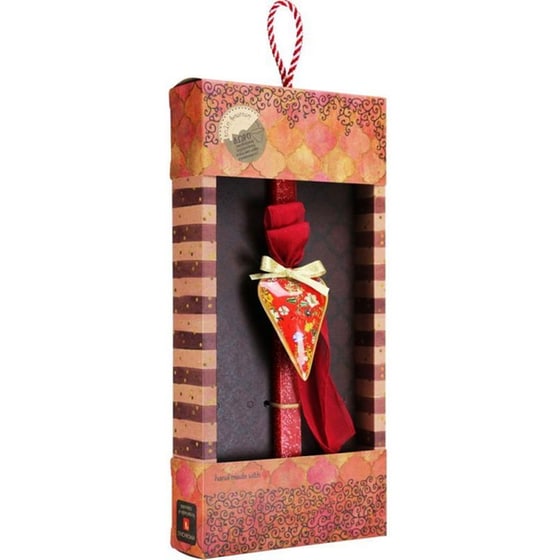 Λαμπάδα&nbsp;Synchronia&nbsp;Καρδιά&nbsp;Φλοράλ&nbsp;Κόκκινο image 1