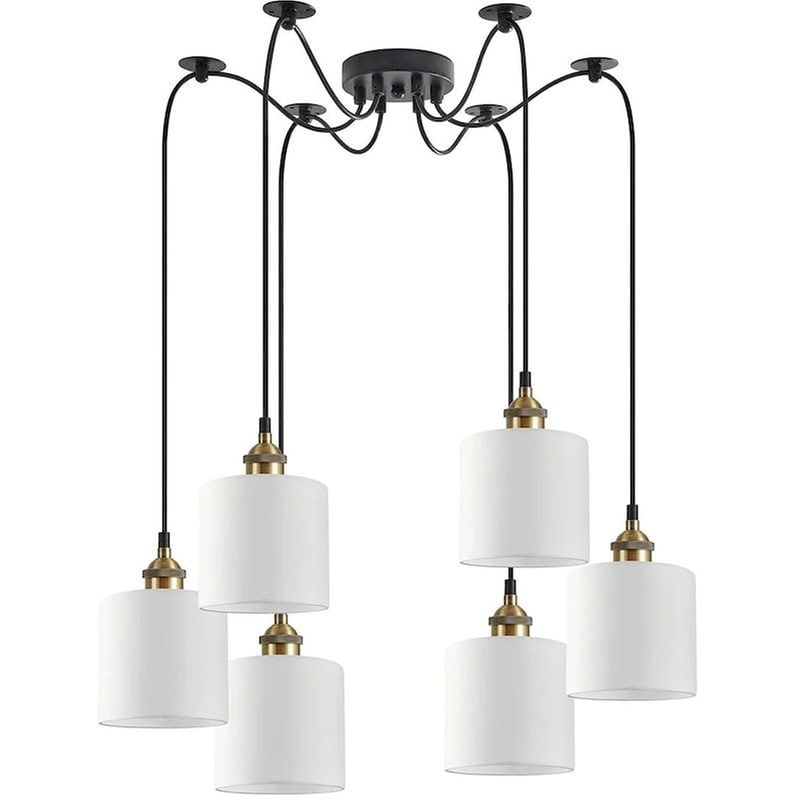 Φωτιστικό Οροφής Πολύφωτο Homelighting 77-8726 Μεταλλικό/Υφασμάτινο - Μαύρο/Λευκό