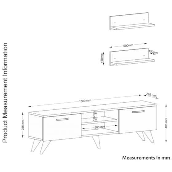 Έπιπλο Τηλεόρασης 24Mall Pianosa από Μοριοσανίδα 150x29.5x40.6 cm - Καρυδί/Μαύρο image 4