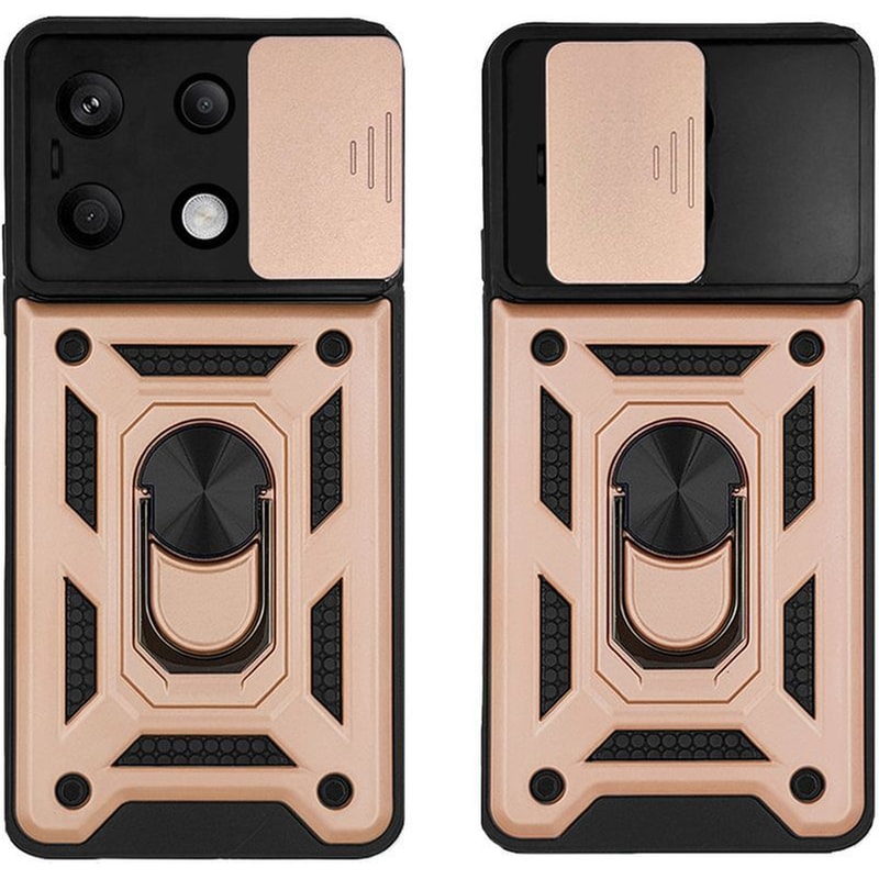 Θήκη Ring Armor Campro Sonique Για Xiaomi Redmi Note 13 Pro 5g / Poco X6 5g Ροζ Χρυσό