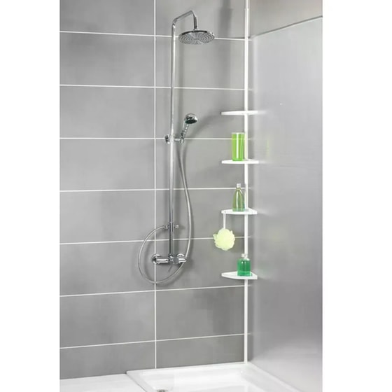 Ραφιέρα Μπάνιου Wenko Πλαστική Τηλεσκοπική 26x19.5x78cm - Λευκό image 1