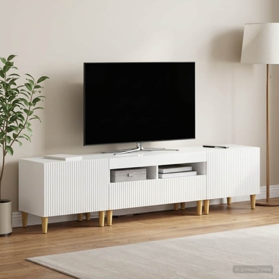 Έπιπλο Τηλεόρασης VidaXL ARNHEM με LED 3 τμχ 198 x 35 x 43 cm - Λευκό image 1