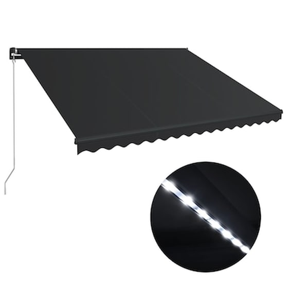Τέντα Vidaxl Συρόμενη Χειροκίνητη με LED 450x300cm - Ανθρακί image 2