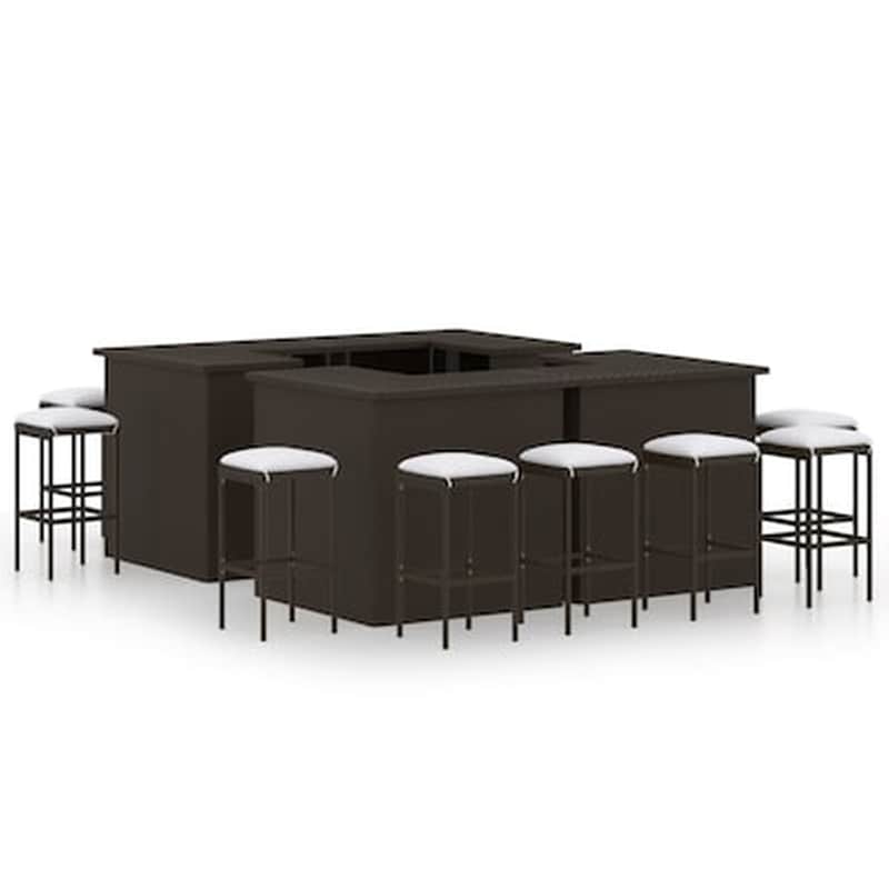 VIDAXL Vidaxl Σετ Επίπλων Μπαρ Κήπου 16 Τεμ Καφέ Συνθετικό Ρατάν Με Μαξιλάρια