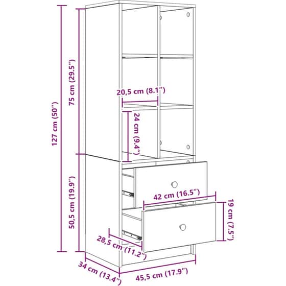 Γραφείο VidaXL 125,5x50x127 cm - Γκρι Σκυροδέματος (2 τεμ.) image 12