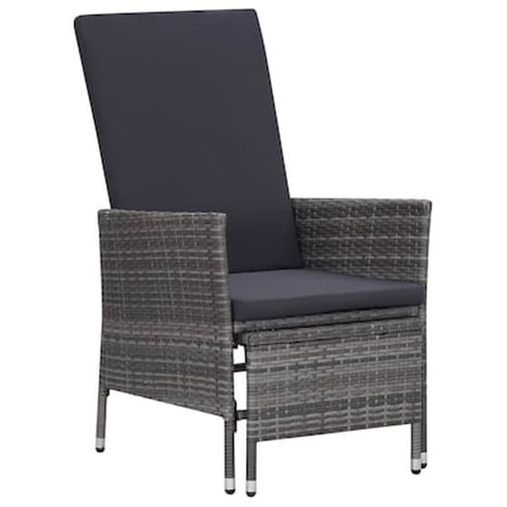 Πολυθρόνα Κήπου Vidaxl Ανακλινόμενη από Συνθετικό Ρατάν με Μαξιλάρια 62x131x106cm - Γκρι image 1