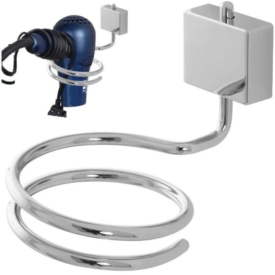 Επιτοίχια Ατσάλινη Βάση  Για Πιστολάκι Μαλλιών BAKAJI 02815388 Ασημί image 1