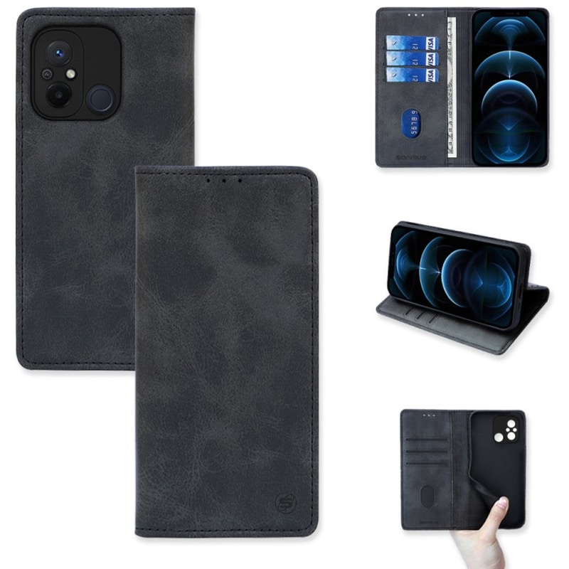 Θήκη Xiaomi Redmi 12C - Vintage Magnet Book Sonique - Μαύρο