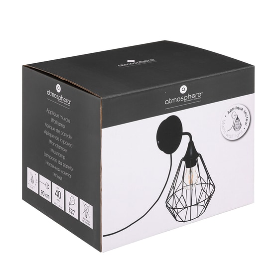 Απλίκα Τοίχου Spitishop με Φις Πρίζας Μεταλλική 21x19x33.5 cm - Μαύρη image 1