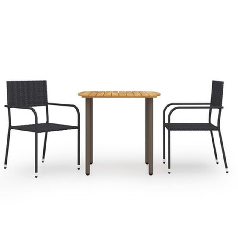 VIDAXL Vidaxl Σετ Τραπεζαρίας Κήπου 3 Τεμαχίων Μαύρο Από Συνθετικό Ρατάν