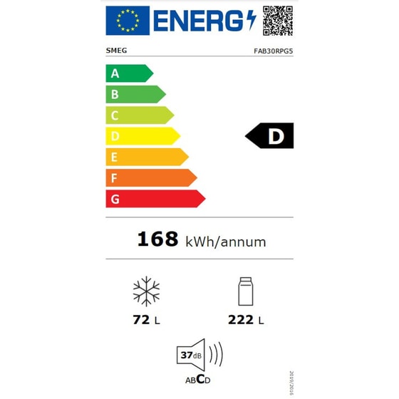 SMEG FAB30RPG5 294 Lt Φυστικί Δίπορτο Ψυγείο image 8