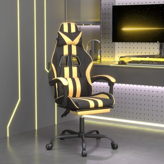 Καρέκλα Gaming VIDAXL 3143832 με Υποπόδιο από Τεχνητό Δέρμα - Μαύρο image 9