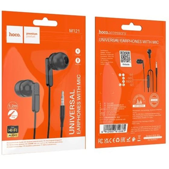 Ακουστικά Handsfree Hoco M121 3.5 mm - Μαύρο image 2