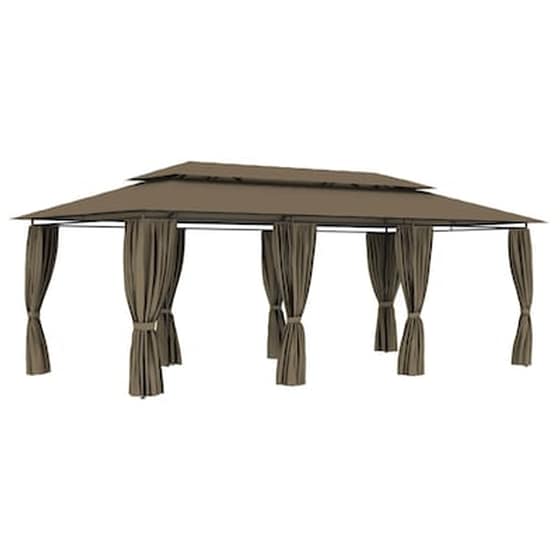 Vidaxl Κιόσκι Με Κουρτίνες Taupe 600 X 298 X 270 Εκ. 180 Γρ./μ² image 1
