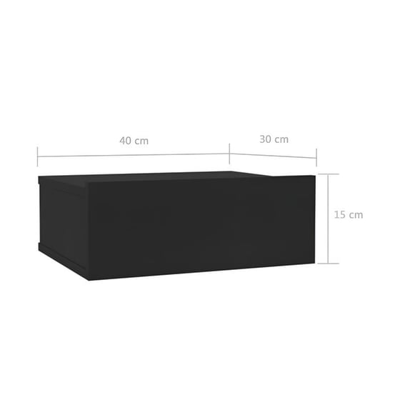 Κομοδίνο Vidaxl Κρεμαστό Από Μοριοσανίδα 40x30x15 cm  - Μαύρο image 3