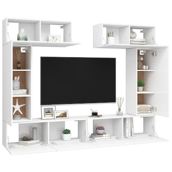 Έπιπλα Τηλεόρασης Vidaxl Μοριοσανίδα 6 Τμχ 30.5x30x60 cm - Λευκό image 3