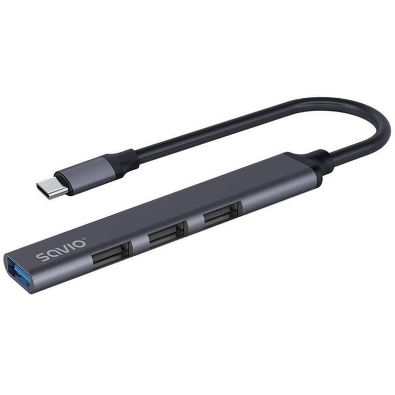USB Hub Savio AK-71 USB-C με 4 θύρες - Μαύρο
