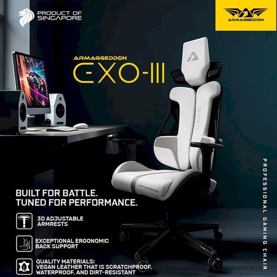Καρέκλα Gaming/ Εργασίας Armaggeddon Exo III Salt Flat από Τεχνητό Δέρμα - Λευκή image 1