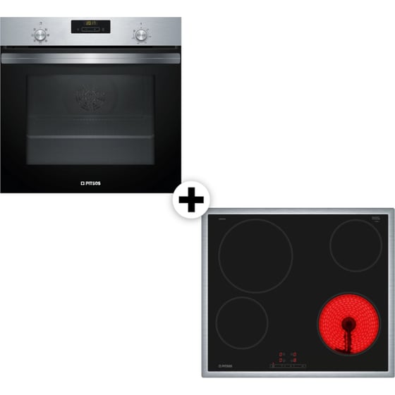 Eντοιχιζόμενο Σετ Φούρνος και Εστία PITSOS PH20M41X2 & CRE645S06 60 cm Inox image 0