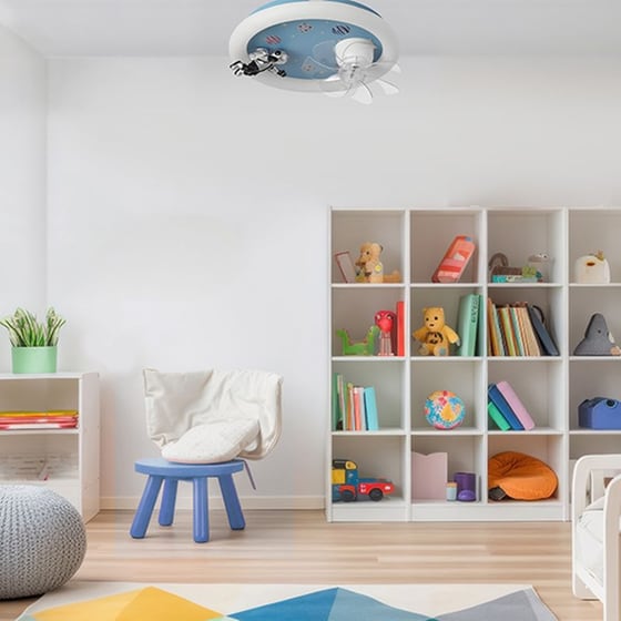 EUROLAMP 300-25058 Παιδικός Ανεμιστήρας Οροφής  Με Φως Led  Τηλεχειριστήριο 50εκ. Αστροναύτης 15W Μπλε image 1