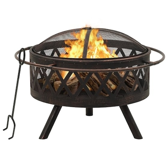 VIDAXL Τζάκι Εξωτερικού Χώρου XXL Ø76x53cm από Ατσάλι με Σκαλιστήρι και Κάλυμμα image 0