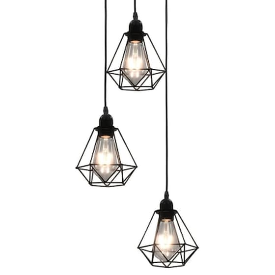 Vidaxl Φωτιστικό Οροφής Με Σχέδιο Διαμαντιού Μαύρο 3 Λαμπτήρες Ε27 image 0