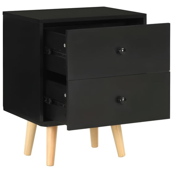 Κομοδίνο Vidaxl Από Μασίφ Ξύλο Πεύκου 2τμχ 40x30x50 cm - Μαύρο image 4
