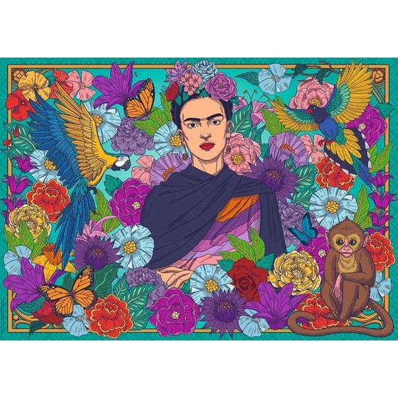 Παζλ Ravensburger Frida Kahlo's Paradise: Parrot, Monkey and Blooms (1000 Κομμάτια) image 2