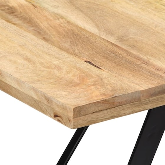 Τραπεζαρία Vidaxl από Μασίφ Ξύλο Μάνγκο 180x90x76 cm - Μαύρο/Καφέ image 4