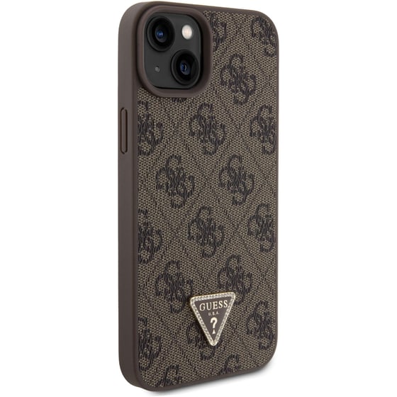 Guess “triangle Metal Logo Strass Collection” Crossbody Case Θήκη Προστασίας Από Δερματίνη Με Λουράκι – Iphone 15 Plus (καφέ – Guhcp15mp4tdscpw) image 1