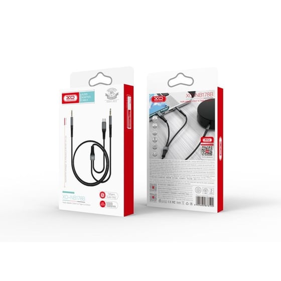 Καλώδιο Ήχου Xo NB-178B 3.5mm  Jack σε 3.5mm Jack/ USB-C 1m - Μαύρο image 1
