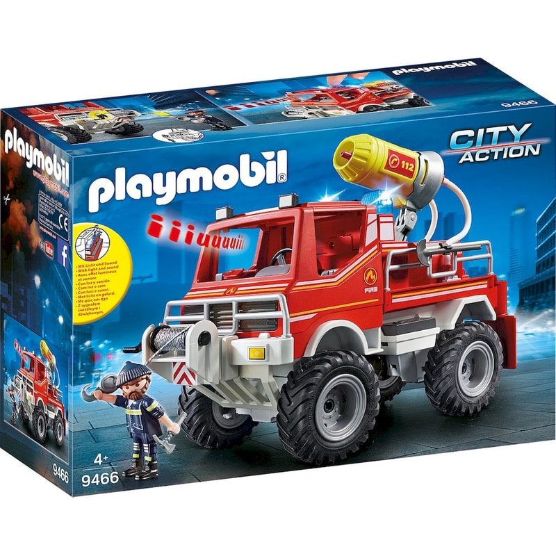 PLAYMOBIL PLAYMOBIL® Action Heroes Όχημα Πυροσβεστική με Τροχαλία Ρυμούλκησης (9466)