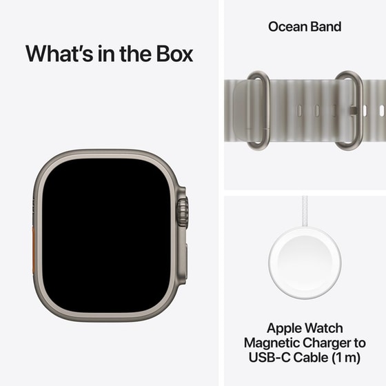 Apple Watch Ultra 4 GPS + Cellular 49mm Natural Titanium Case with Translucent Grey Ocean Band image 6