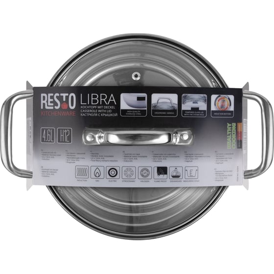 Κατσαρολάκι Ρηχό RESTO Casserole-RE92004 από Ανοξείδωτο Ατσάλι 22 cm 4.6 L Inox image 10
